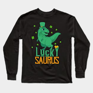 Lucky Saurus FUNNY Dinosaur Saints Patrick's Day Long Sleeve T-Shirt